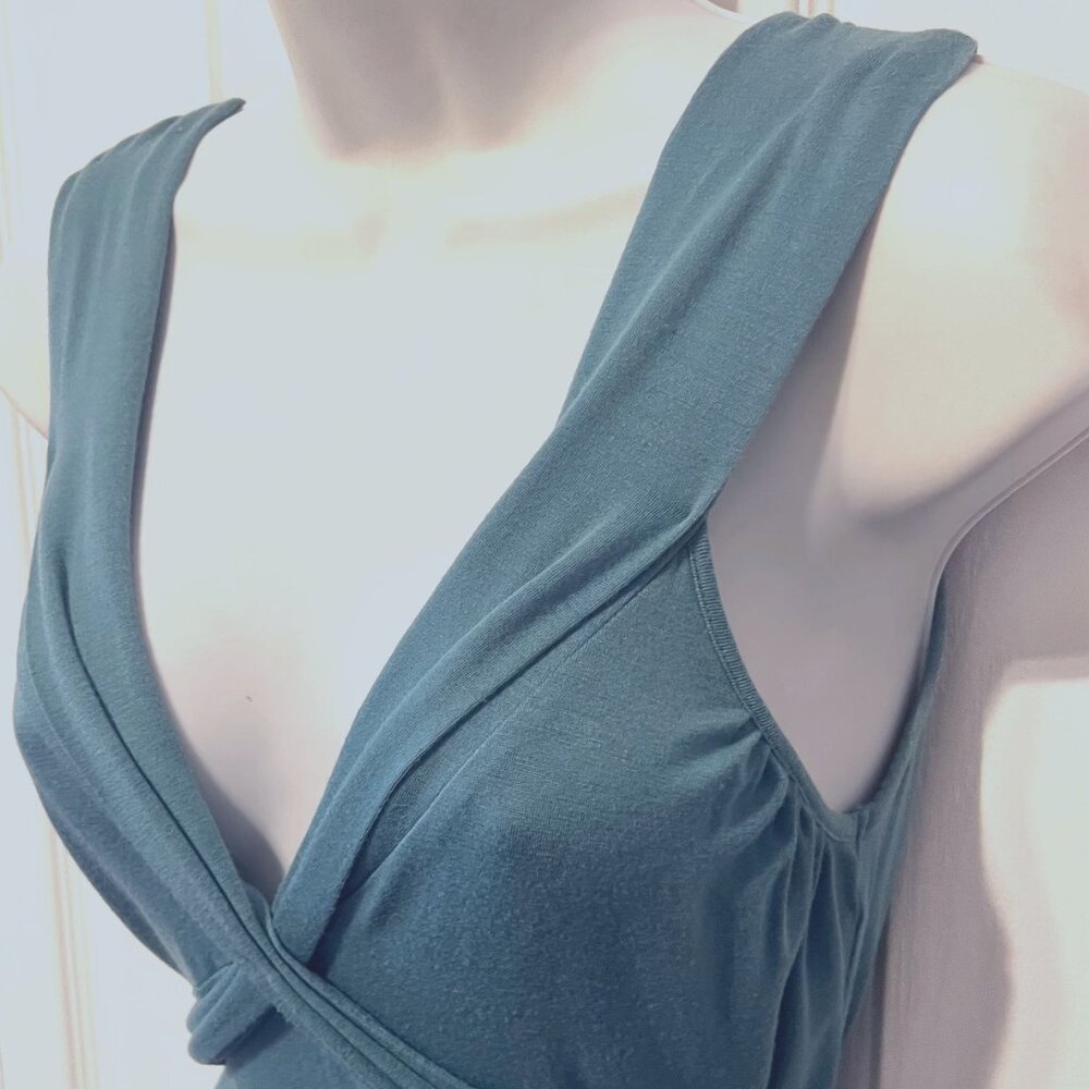 Banana Republic Sleeveless Summer Tie Waist Top-Sz. Med-Teal/Stretch-V Neck- - Picture 8 of 13